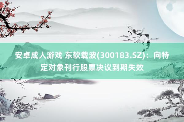 安卓成人游戏 东软载波(300183.SZ)：向特定对象刊行股票决议到期失效