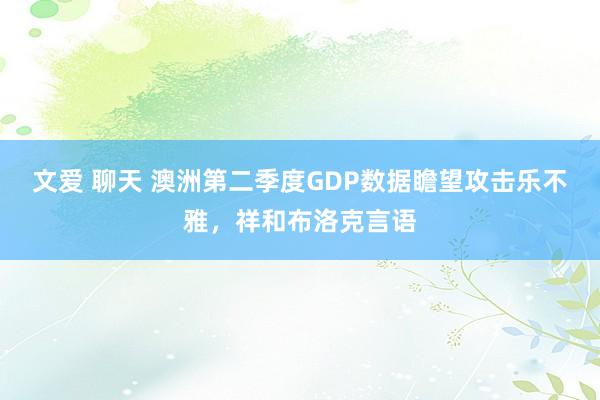 文爱 聊天 澳洲第二季度GDP数据瞻望攻击乐不雅，祥和布洛克言语