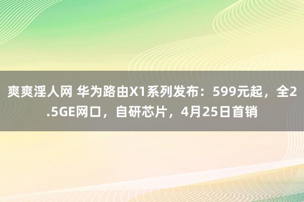 爽爽淫人网 华为路由X1系列发布：599元起，全2.5GE网口，自研芯片，4月25日首销