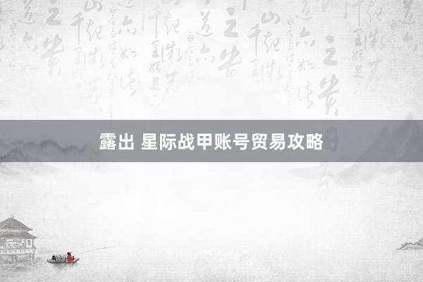 露出 星际战甲账号贸易攻略
