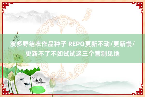 波多野结衣作品种子 REPO更新不动/更新慢/更新不了不如试试这三个管制见地