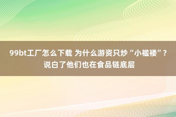 99bt工厂怎么下载 为什么游资只炒“小褴褛”? 说白了他们也在食品链底层