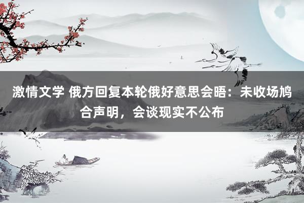 激情文学 俄方回复本轮俄好意思会晤：未收场鸠合声明，会谈现实不公布