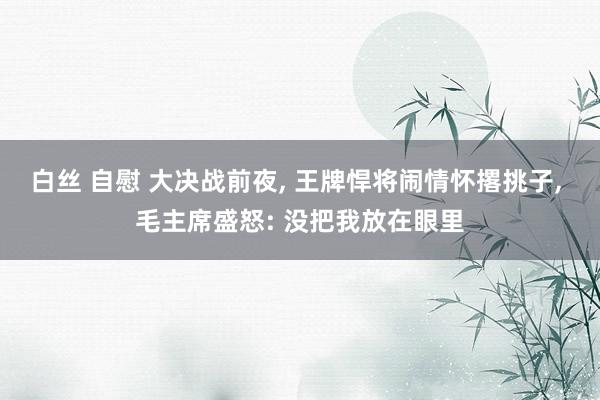 白丝 自慰 大决战前夜, 王牌悍将闹情怀撂挑子, 毛主席盛怒: 没把我放在眼里