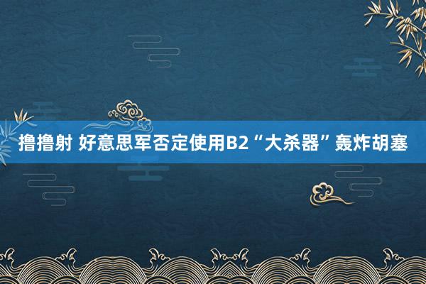 撸撸射 好意思军否定使用B2“大杀器”轰炸胡塞