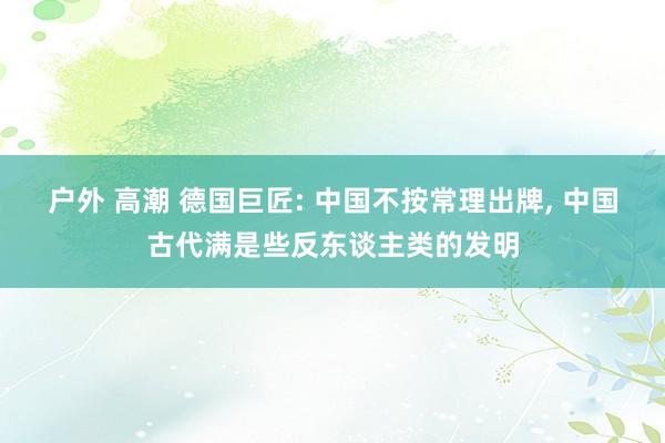 户外 高潮 德国巨匠: 中国不按常理出牌, 中国古代满是些反东谈主类的发明