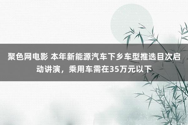 聚色网电影 本年新能源汽车下乡车型推选目次启动讲演，乘用车需在35万元以下